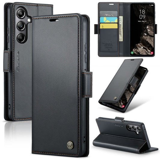 Samsung Galaxy A14 4G Cover - Black -  CaseMe Premium High Quality Wallet Magnetic Suede Leather Case