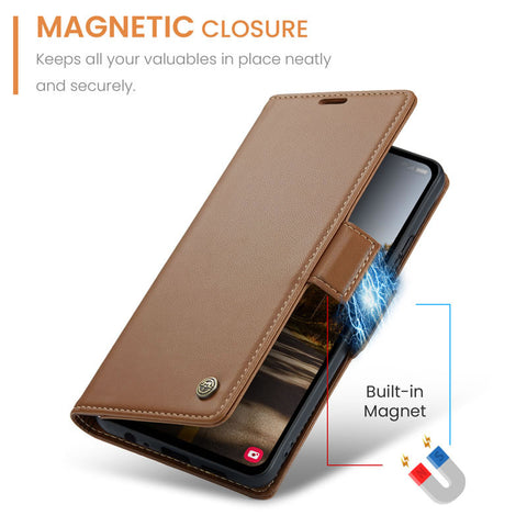 Samsung Galaxy A36Cover - Brown -  CaseMe Premium High Quality Wallet Magnetic Suede Leather Case