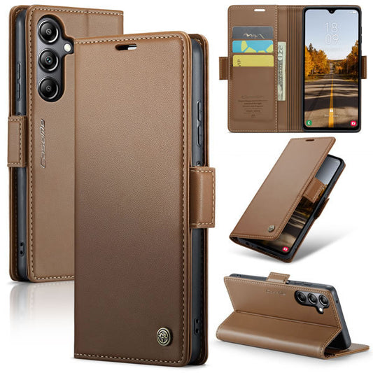 Samsung Galaxy A14 4G Cover - Brown -  CaseMe Premium High Quality Wallet Magnetic Suede Leather Case