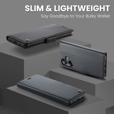 Samsung Galaxy A07 4G Cover - Black -  CaseMe Premium High Quality Wallet Magnetic Suede Leather Case