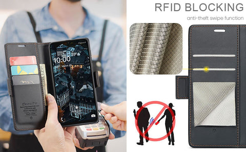 Samsung Galaxy A07 4G Cover - Black -  CaseMe Premium High Quality Wallet Magnetic Suede Leather Case