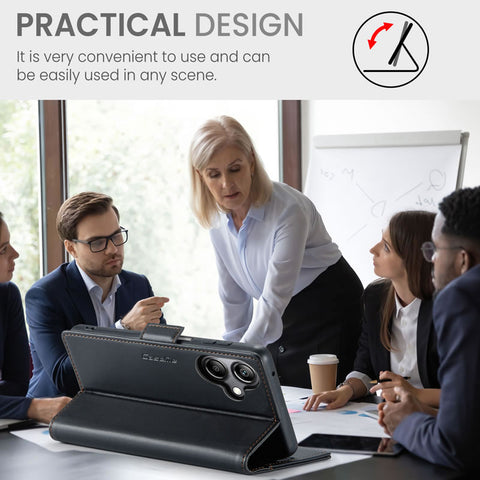 Samsung Galaxy A07 4G Cover - Black -  CaseMe Premium High Quality Wallet Magnetic Suede Leather Case