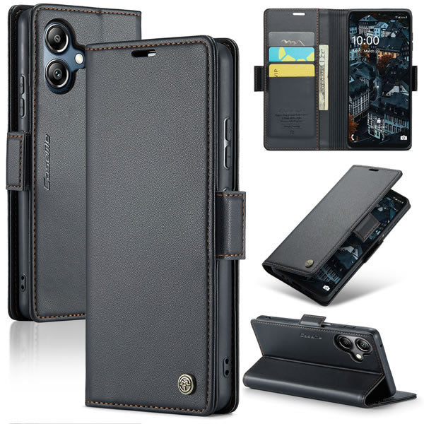 Samsung Galaxy A07 4G Cover - Black -  CaseMe Premium High Quality Wallet Magnetic Suede Leather Case