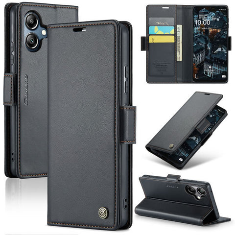Samsung Galaxy A07 4G Cover - Black -  CaseMe Premium High Quality Wallet Magnetic Suede Leather Case