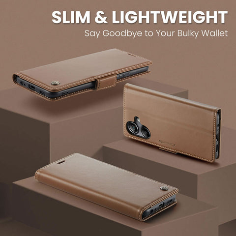 Samsung Galaxy A07 4G Cover - Brown -  CaseMe Premium High Quality Wallet Magnetic Suede Leather Case