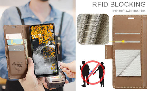 Samsung Galaxy A07 4G Cover - Brown -  CaseMe Premium High Quality Wallet Magnetic Suede Leather Case