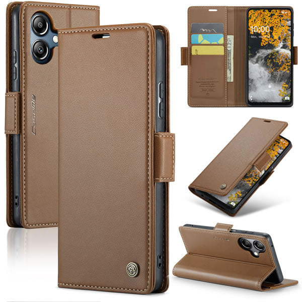 Samsung Galaxy A07 4G Cover - Brown -  CaseMe Premium High Quality Wallet Magnetic Suede Leather Case