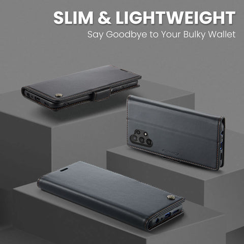 Samsung Galaxy A13 Cover - Black -  CaseMe Premium High Quality Wallet Magnetic Suede Leather Case