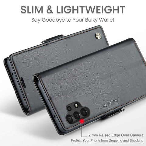 Samsung Galaxy A13 Cover - Black -  CaseMe Premium High Quality Wallet Magnetic Suede Leather Case