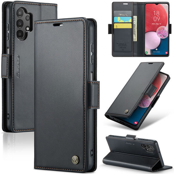 Samsung Galaxy A13 Cover - Black -  CaseMe Premium High Quality Wallet Magnetic Suede Leather Case