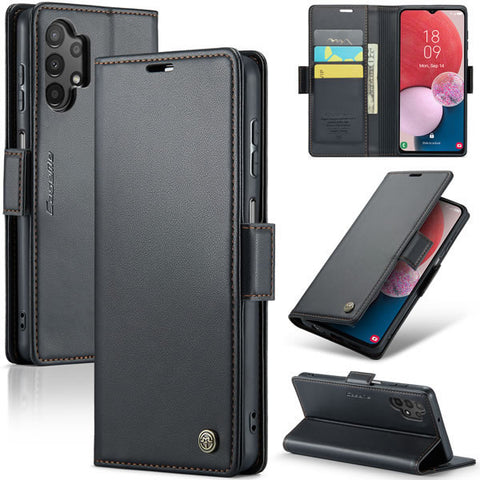 Samsung Galaxy A13 Cover - Black -  CaseMe Premium High Quality Wallet Magnetic Suede Leather Case