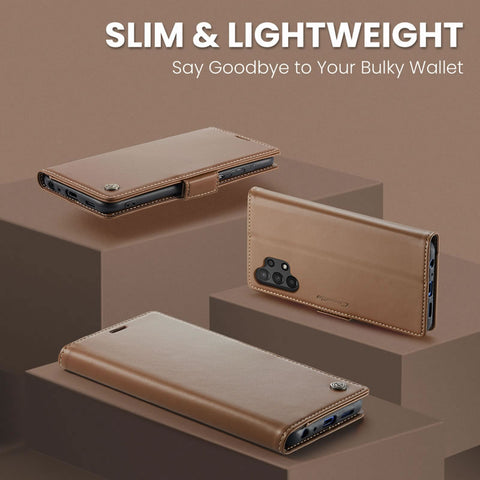 Samsung Galaxy A13 Cover - Brown -  CaseMe Premium High Quality Wallet Magnetic Suede Leather Case