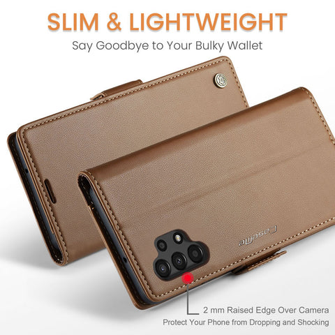 Samsung Galaxy A13 Cover - Brown -  CaseMe Premium High Quality Wallet Magnetic Suede Leather Case