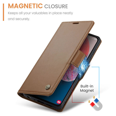 Samsung Galaxy A13 Cover - Brown -  CaseMe Premium High Quality Wallet Magnetic Suede Leather Case