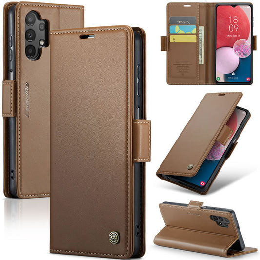 Samsung Galaxy A13 Cover - Brown -  CaseMe Premium High Quality Wallet Magnetic Suede Leather Case