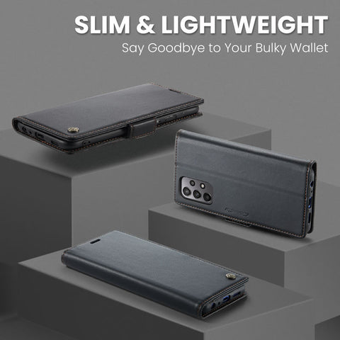 Samsung Galaxy A53 5G Cover - Black -  CaseMe Premium High Quality Wallet Magnetic Suede Leather Case