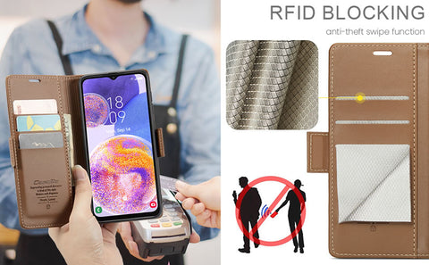 Samsung Galaxy A73 5G Cover - Brown -  CaseMe Premium High Quality Wallet Magnetic Suede Leather Case