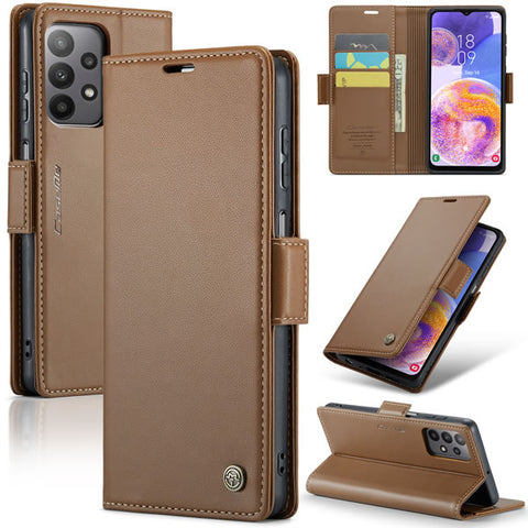 Samsung Galaxy A73 5G Cover - Brown -  CaseMe Premium High Quality Wallet Magnetic Suede Leather Case