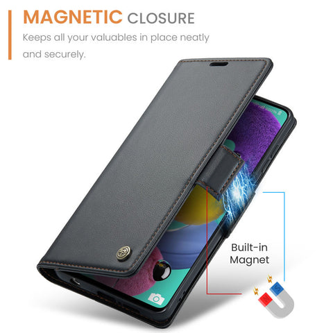 Samsung Galaxy A52 Cover - Black -  CaseMe Premium High Quality Wallet Magnetic Suede Leather Case