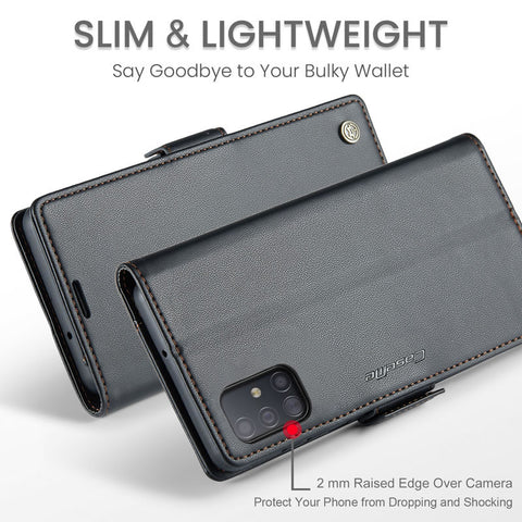 Samsung Galaxy A52 Cover - Black -  CaseMe Premium High Quality Wallet Magnetic Suede Leather Case