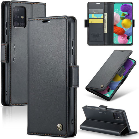 Samsung Galaxy A52s 5G Cover - Black -  CaseMe Premium High Quality Wallet Magnetic Suede Leather Case