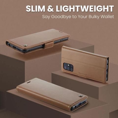 Samsung Galaxy A52 Cover - Brown -  CaseMe Premium High Quality Wallet Magnetic Suede Leather Case