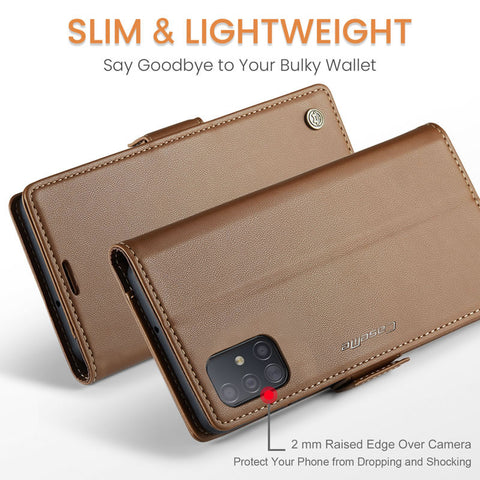 Samsung Galaxy A52 Cover - Brown -  CaseMe Premium High Quality Wallet Magnetic Suede Leather Case
