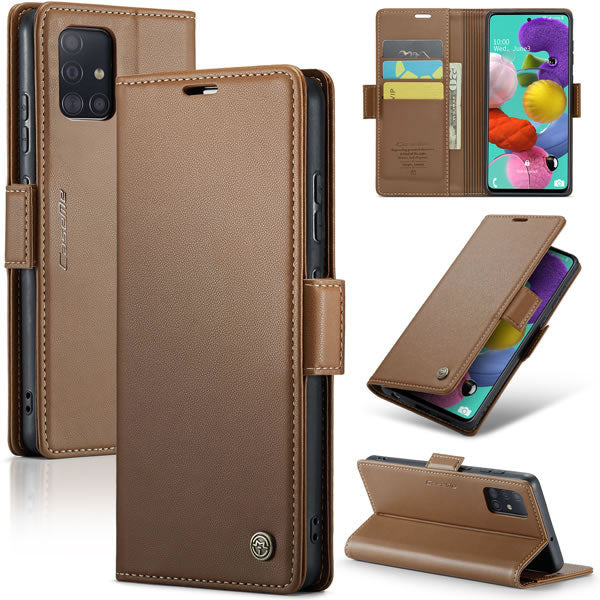 Samsung Galaxy A52s 5G Cover - Brown -  CaseMe Premium High Quality Wallet Magnetic Suede Leather Case