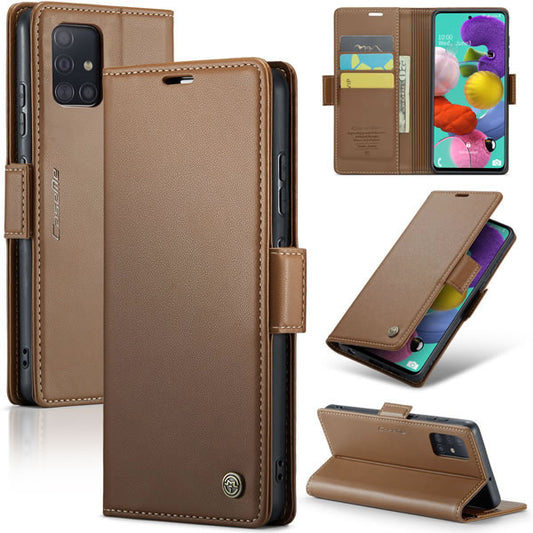 Samsung Galaxy A52s 5G Cover - Brown -  CaseMe Premium High Quality Wallet Magnetic Suede Leather Case