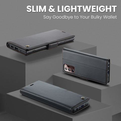 Samsung Galaxy Note 20 Ultra Cover - Black -  CaseMe Premium High Quality Wallet Magnetic Suede Leather Case