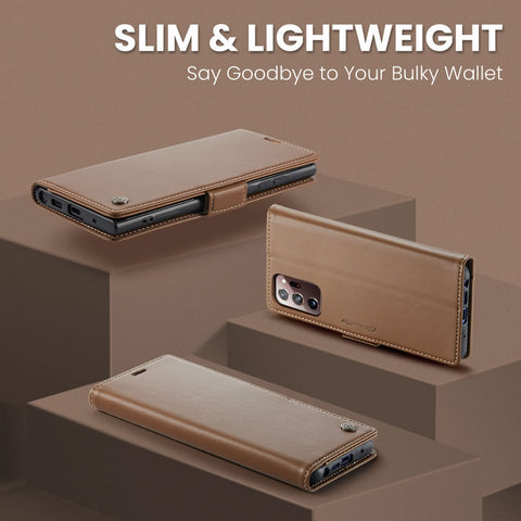 Samsung Galaxy Note 20 Ultra Cover - Brown -  CaseMe Premium High Quality Wallet Magnetic Suede Leather Case