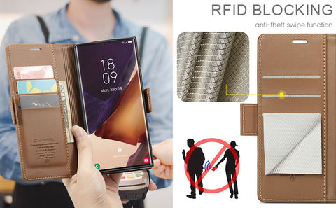 Samsung Galaxy Note 20 Ultra Cover - Brown -  CaseMe Premium High Quality Wallet Magnetic Suede Leather Case