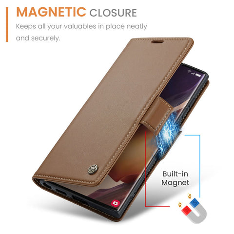 Samsung Galaxy Note 20 Ultra Cover - Brown -  CaseMe Premium High Quality Wallet Magnetic Suede Leather Case