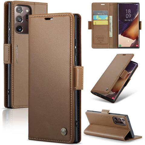 Samsung Galaxy Note 20 Ultra Cover - Brown -  CaseMe Premium High Quality Wallet Magnetic Suede Leather Case