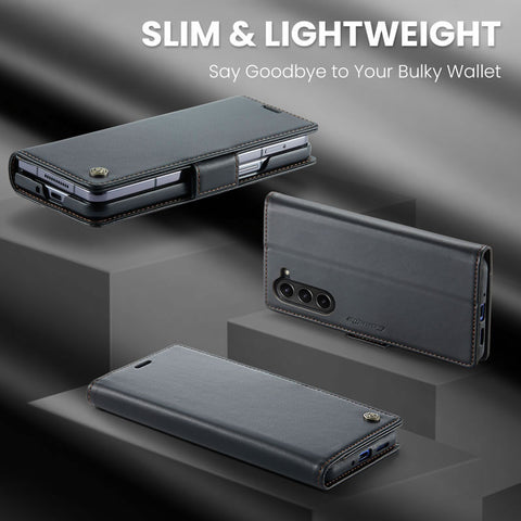 Samsung Galaxy Z Fold 5 5G Cover - Black -  CaseMe Premium High Quality Wallet Magnetic Suede Leather Case