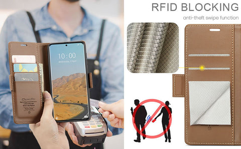 Xiaomi Redmi Note 14 4G Cover - Brown -  CaseMe Premium High Quality Wallet Magnetic Suede Leather Case