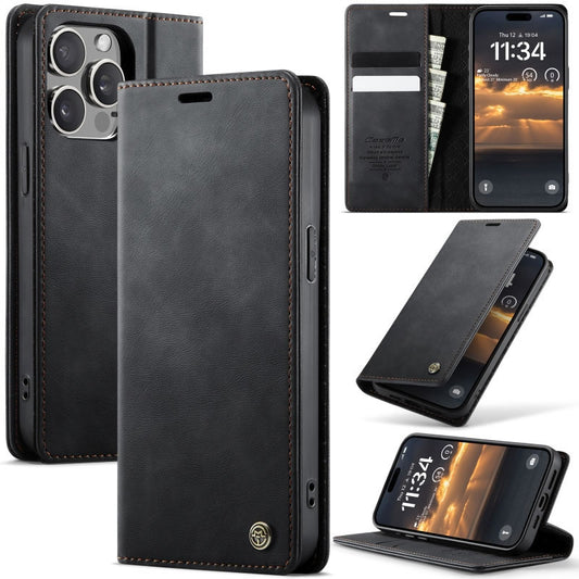 iPhone 14 Pro Max Cover - Black - New CaseMe Fully Premium High Grade Quality Leather Flip Book With Card Holding Slots And Magnetic Closure 033