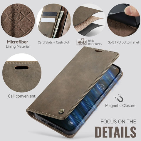 iPhone 15 Pro Max Cover - Brown - New CaseMe Fully Premium High Grade Quality Leather Flip Book With Card Holding Slots And Magnetic Closure 033