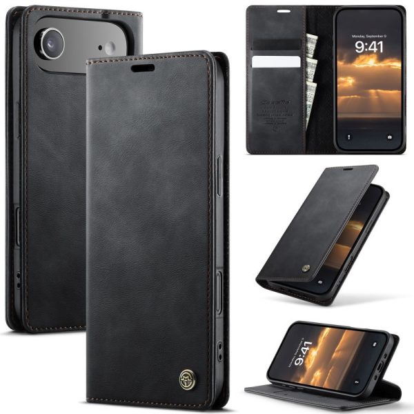 iPhone 17 Air Cover - Black - New CaseMe Fully Premium High Grade Quality Leather Flip Book With Card Holding Slots And Magnetic Closure 033