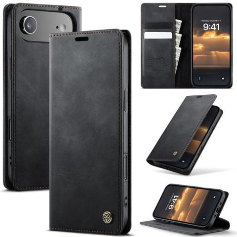 iPhone 17 Air Cover - Black - New CaseMe Fully Premium High Grade Quality Leather Flip Book With Card Holding Slots And Magnetic Closure 033