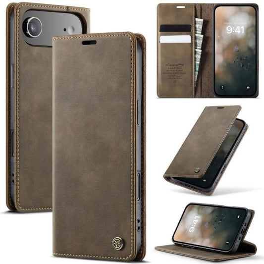 iPhone 17 Air Cover - Brown - New CaseMe Fully Premium High Grade Quality Leather Flip Book With Card Holding Slots And Magnetic Closure 033