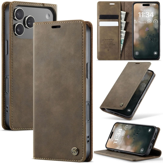 iPhone 17 Pro Max Cover - Brown - New CaseMe Fully Premium High Grade Quality Leather Flip Book With Card Holding Slots And Magnetic Closure 033