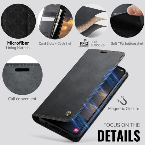 Samsung Galaxy A07 4G Cover - Black - New CaseMe Fully Premium High Grade Quality Leather Flip Book With Card Holding Slots And Magnetic Closure 033