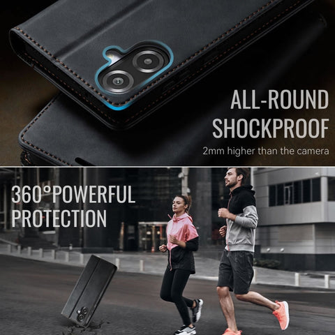 Samsung Galaxy A07 4G Cover - Black - New CaseMe Fully Premium High Grade Quality Leather Flip Book With Card Holding Slots And Magnetic Closure 033
