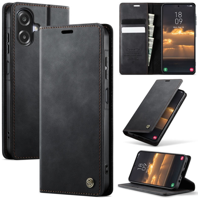 Samsung Galaxy A07 4G Cover - Black - New CaseMe Fully Premium High Grade Quality Leather Flip Book With Card Holding Slots And Magnetic Closure 033