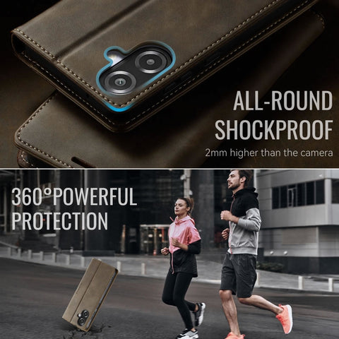 Samsung Galaxy A07 4G Cover - Brown - New CaseMe Fully Premium High Grade Quality Leather Flip Book With Card Holding Slots And Magnetic Closure 033