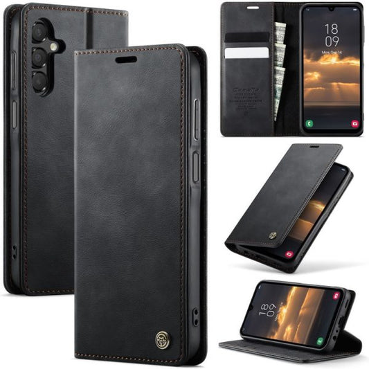 Samsung Galaxy M17 Cover - Black - New CaseMe Fully Premium High Grade Quality Leather Flip Book With Card Holding Slots And Magnetic Closure 033
