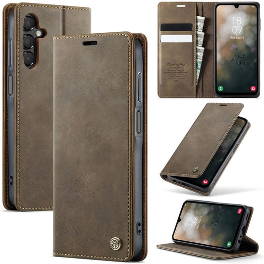 Samsung Galaxy A33 5G Cover - Brown - New CaseMe Fully Premium High Grade Quality Leather Flip Book With Card Holding Slots And Magnetic Closure 033