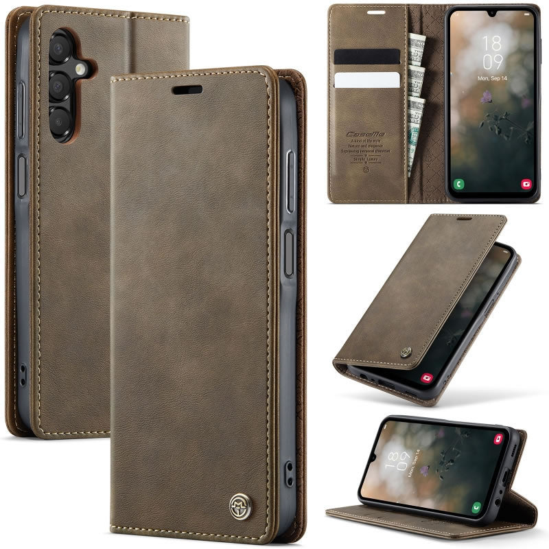 Samsung Galaxy A17 Cover - Brown - New CaseMe Fully Premium High Grade Quality Leather Flip Book With Card Holding Slots And Magnetic Closure 033