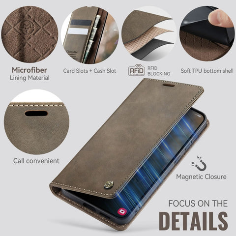 Samsung Galaxy S25 Ultra Cover - Brown - New CaseMe Fully Premium High Grade Quality Leather Flip Book With Card Holding Slots And Magnetic Closure 033